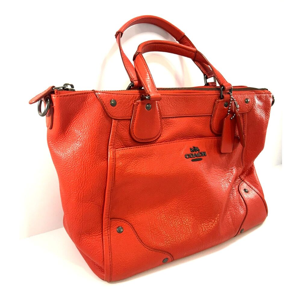 Coach Mickie Leather Satchel Crossbody & Matching Wallet Set - Cardinal Red - Picture 6 of 16